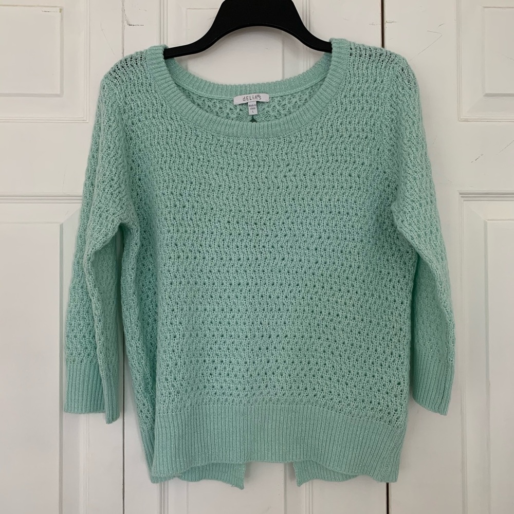 Delias Mint Green Sparkle Bow Sweater